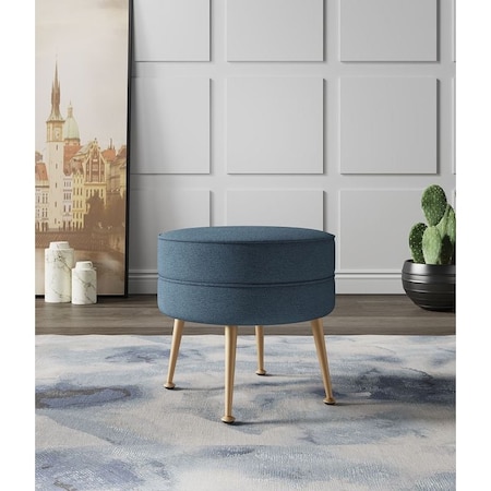 Manhattan Comfort Bailey Ottoman in Blue with Gold Feet OT003-BL